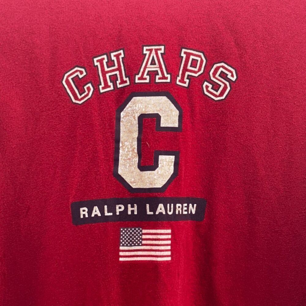 Vintage Chaps Ralph Lauren Shirt Adult XL Red White Blue USA Flag Tee Shirt Mens